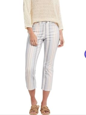 Women's Tribal Audrey Mid Rise Striped Denim Cropped pants